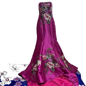 Grace Planning Wedding Dress Formalwear Wedding Birds Floral Embroidered L New